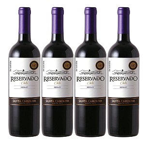 Kit 4 Vinhos Tinto Merlot Reservado Santa Carolina 750ml