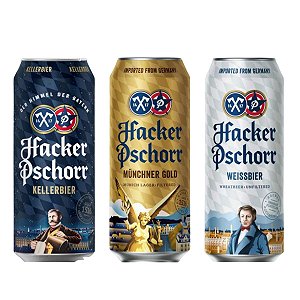 Kit 3 Cervejas Hacker Pschorr  Weiss Munchner Kellerbier 500ml
