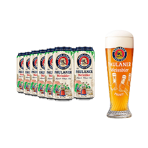 Kit 12 Cervejas Alemã Paulaner Weissbier München Lata 500ml + Copo Prost