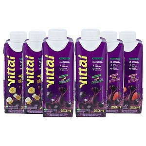 Kit 6 Smoothies Vittaí Açaí Sabor Original, Morango e Banana 250ml cada
