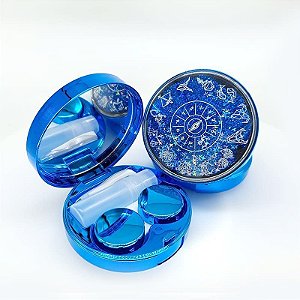 Kit Estojo(case) Luxo Zodíaco com Glitter para viagem Azul