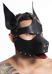Máscara Cachorro Em Couro Sintetico