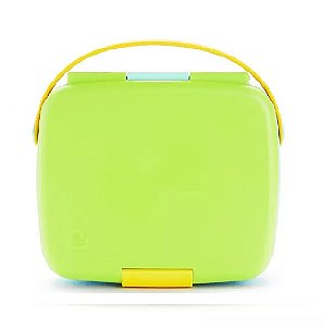 Bento Box Marmita com Divisória e Talher Azul/Verde/Amarelo Munchkin