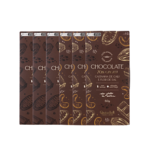 3 Barras de Chocolate 70% Tradicional 60g + 3 Barras de Chocolate 70% Cacau Castanha de Caju 60g