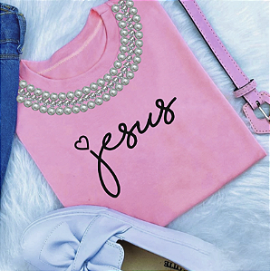 T-Shirts - Luxe Pink - Jesus - Com Pedrarias
