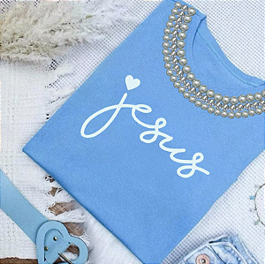 T-Shirts - Luxe Blue - Jesus - Com Pedrarias