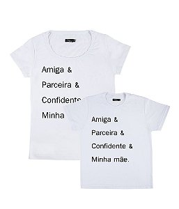 Kit 2 Camisetas Brancas Mãe & Filha Confidente Funny T-Shirts