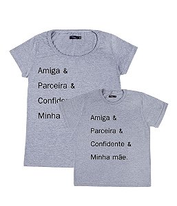Kit 2 Camisetas Cinzas Mãe & Filho (a) Confidente Funny T-Shirts
