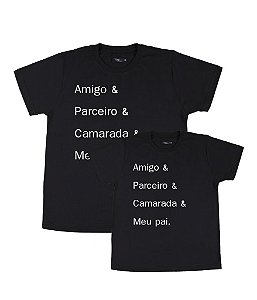 Kit 2 Camisetas Pretas Pai & Filho Amigo Parceiro Funny T-Shirts