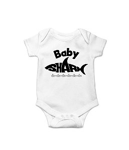 Body de Bebê Baby Shark em Suedine 100% Algodão Fio Egípcio Funny T-Shirts