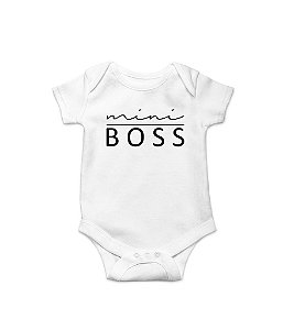Body de Bebê Mini Boss em Suedine 100% Algodão Fio Egípcio Funny T-Shirts