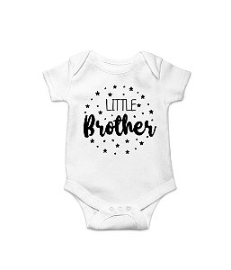 Body de Bebê Little Brother em Suedine 100% Algodão Fio Egípcio Funny T-Shirts
