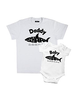 Kit Body Pai & Filho Daddy Shark & Baby Shark Funny T-Shirts