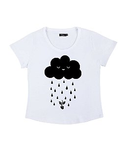 Camiseta Barra Redonda Feminina Chuva de Amor Funny T-Shirts