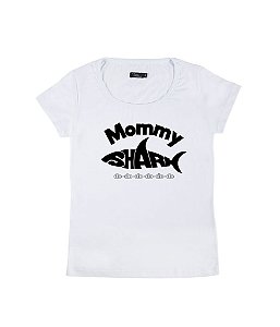 Camiseta Baby Look Feminina Mommy Shark Funny T-Shirts