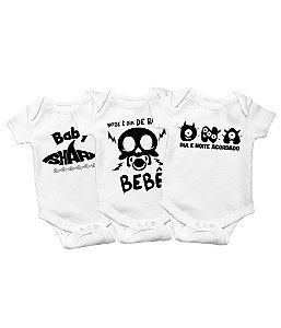 Kit Promocional 3 Bodies Baby D.N.A em Suedine 100% Algodão Fio Egípcio Funny T-Shirts