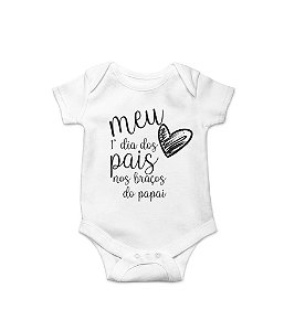 Body de Bebê Meu 1º Dia dos Pais em Suedine 100% Algodão Fio Egípcio Funny T-Shirts