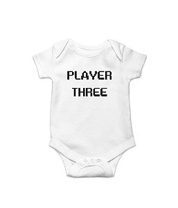 Body de Bebê Player Three em Suedine 100% Algodão Fio Egípcio Funny T-Shirts