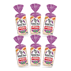 Kit com 6 Pães Aminna sem Glúten, sem Açúcar, Batata Doce, 400g - ID: 154