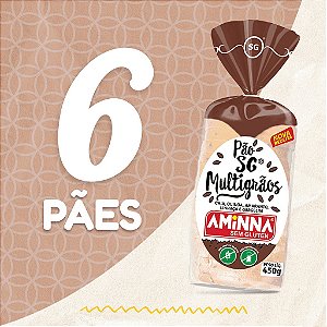 Kit com 6 Pães Aminna sem Glúten Multigrãos, 450g - ID: 174