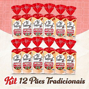 Kit com 12 Pães Aminna sem Glúten, sem açúcar, Tradicional, 450g - ID: 175