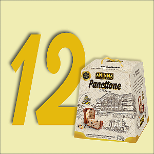 COMBO 12 Panettones Clássicos, com Uvas Passas e Frutas Cristalizadas, Sem Glúten Aminna, 240g - ID: 176
