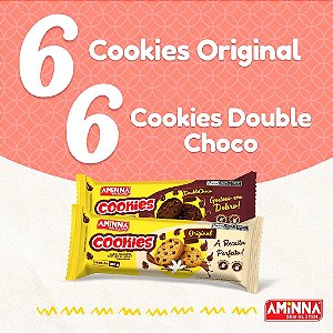 Kit com 6 Cookies Original + 6 Cookies Doublechoco SG® Sem Glúten Aminna, 100g
