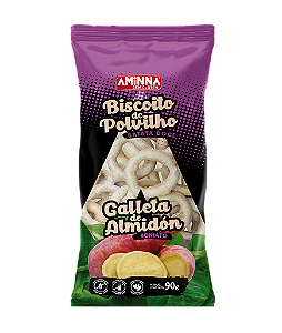 Kit 24 Unidades Biscoito de Polvilho Sem Glúten Vegano com Batata Doce Aminna - 90g cada - ID: 227