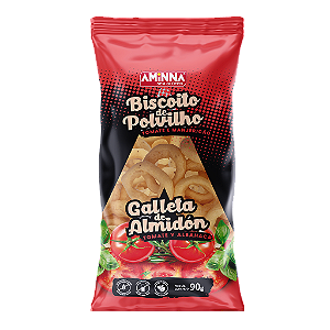 Kit 24 unidades Biscoito de Polvilho Sem Glúten, Vegano com Tomate e Manjericão Aminna - 90g cada - ID: 230