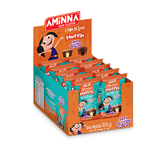 Display 10 unidades - Muffin de Chocolate com Recheio de Baunilha Sem Glúten Aminna SG - 40 g - ID: 246