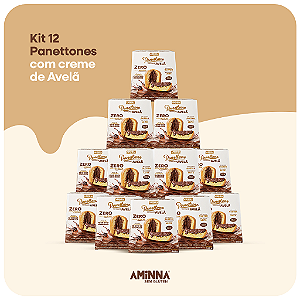 COMBO 12 Panettones Recheados com Creme de Avelã, Sem Glúten Sem Açúcar Aminna, 240g - ID: 254