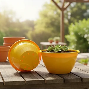 Vaso Amarelo Tipo Cuia (3 un)