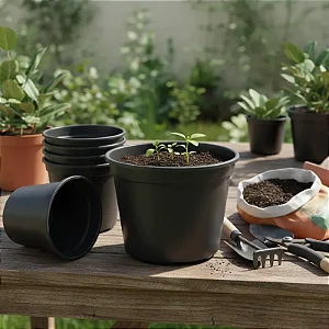 Vaso Preto Pote 15 (1 L) - Kit com 5 Unidades