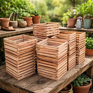 Cachepô de Madeira Quadrado 20x20