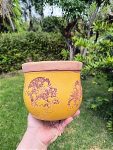 Cachepo de Ceramica Amarelo com Textura