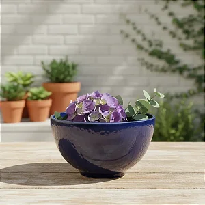 Cachepô de Cerâmica Azul