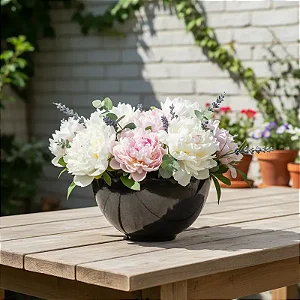 Cachepô de Cerâmica Preto Redondo