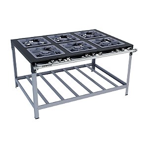 FOGÃO METALMAQ STORI PREMIUM A GAS 6 BOCAS 40x40 3QS/3QD - M15 - P6,5 - R.APIS - 16030
