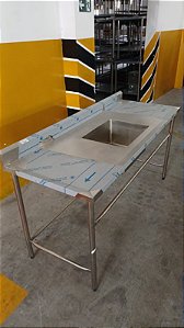 MESA DE ENCOSTO VINCADA 304 1750X700X900MM C/ CENTRAL 50X40X25MM CONTRAVENTADA - SULFISA NOVA