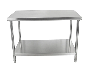 MESA DE INOX CENTRO COM PRATELEIRA LISA NOVA 1200 X 700 X 850 MM DESMONTAVEL