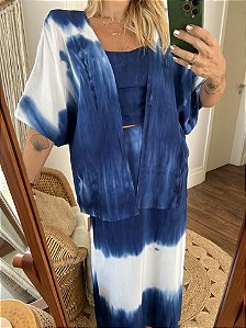 Kimono Goa Azul e Branco