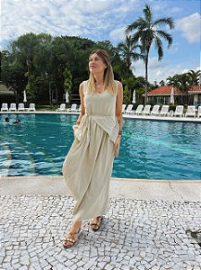 Vestido Lenço Areia