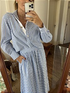 Camisa Ritz Marinho e Off-white