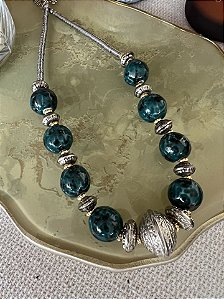 Colar Praia de Santa Teresa Verde e Prata