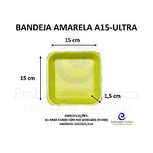BANDEJA AMARELA A15 (B1 RASA) C/400 ULTRA 15X15X1,5