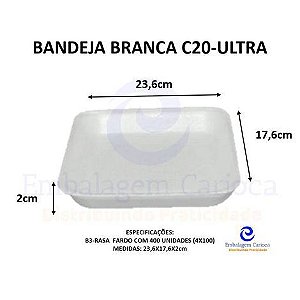 BANDEJA BRANCA C20 (B3 MEDIA) C/400 ULTRA 23,6X17,6X2,0
