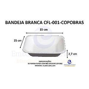 BANDEJA BRANCA CFL-001 (B1 FUNDA) C/400 COPOBRAS 15X15X2,7