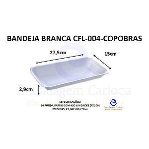 BANDEJA BRANCA CFL-004 (B4 FUNDA) C/400 COPOBRAS 27,5X15X2,9