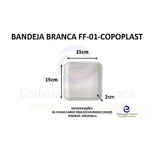 BANDEJA BRANCA FF-01 (B1 FUNDA) C/400 COPOPLAST 15X15X2,0