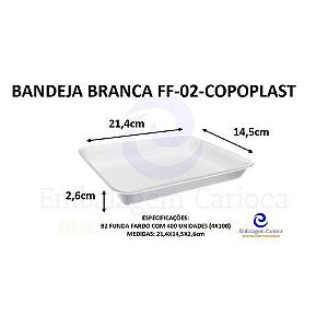 BANDEJA BRANCA FF-02 (B2 FUNDA) C/400 COPOPLAST 21,4X14,5X2,6